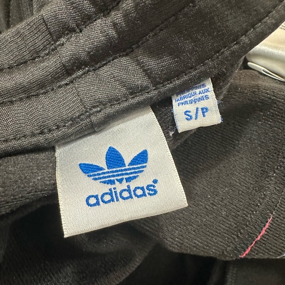 Adidas zip ankle trefoil EUC black pink blue track pants athletic sweatpants - Picture 5 of 12